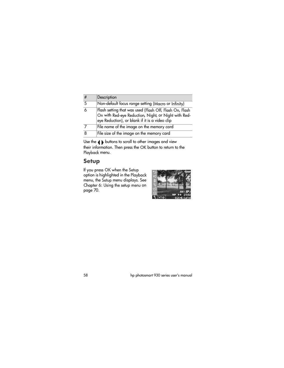 Setup | HP 930 User Manual | Page 58 / 118