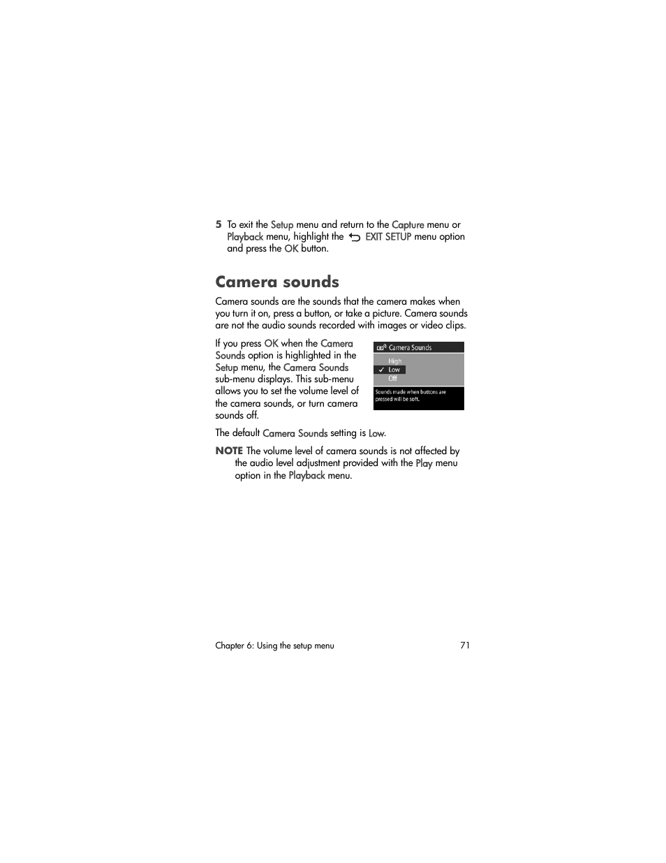 Camera sounds | HP 930 User Manual | Page 71 / 118