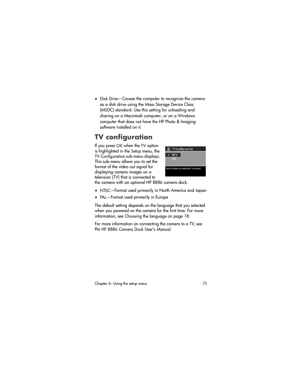 Tv configuration | HP 930 User Manual | Page 73 / 118