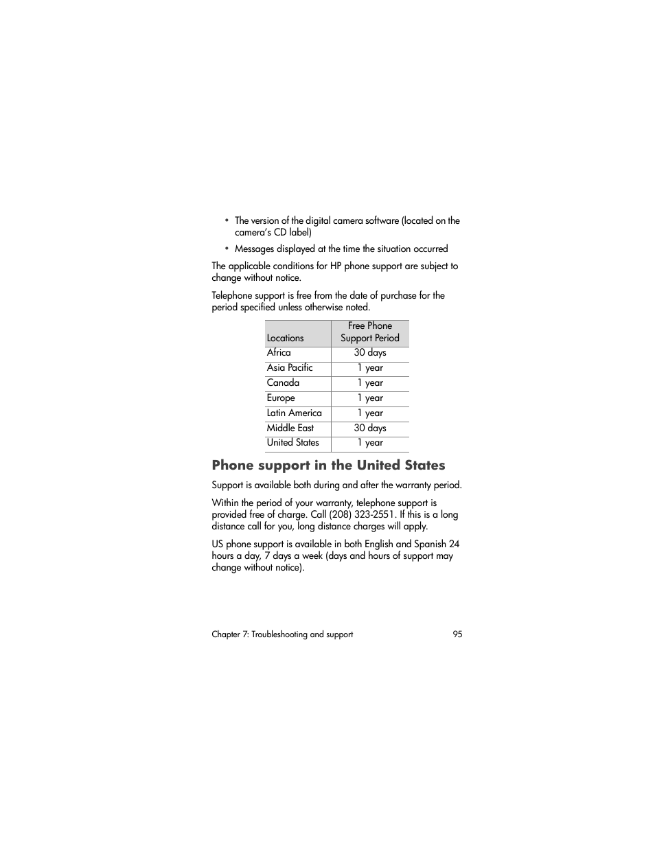Phone support in the united states | HP 930 User Manual | Page 95 / 118