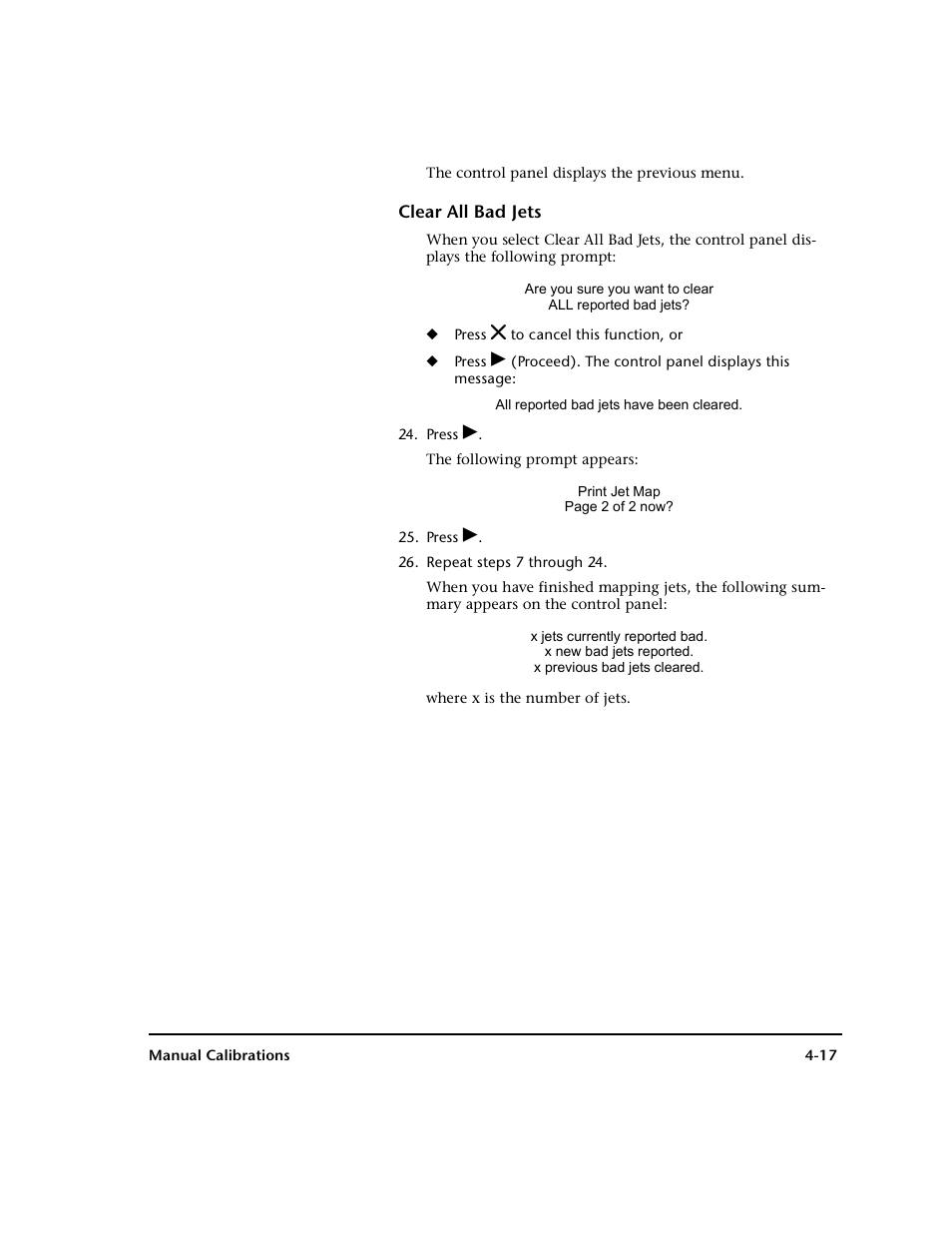 Clear all bad jets | HP 0706124 REV B User Manual | Page 105 / 150