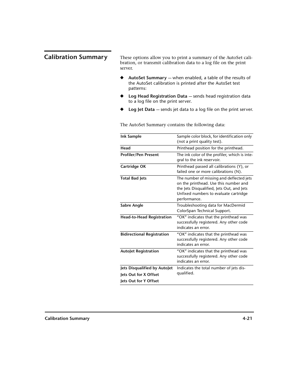 Calibration summary | HP 0706124 REV B User Manual | Page 109 / 150