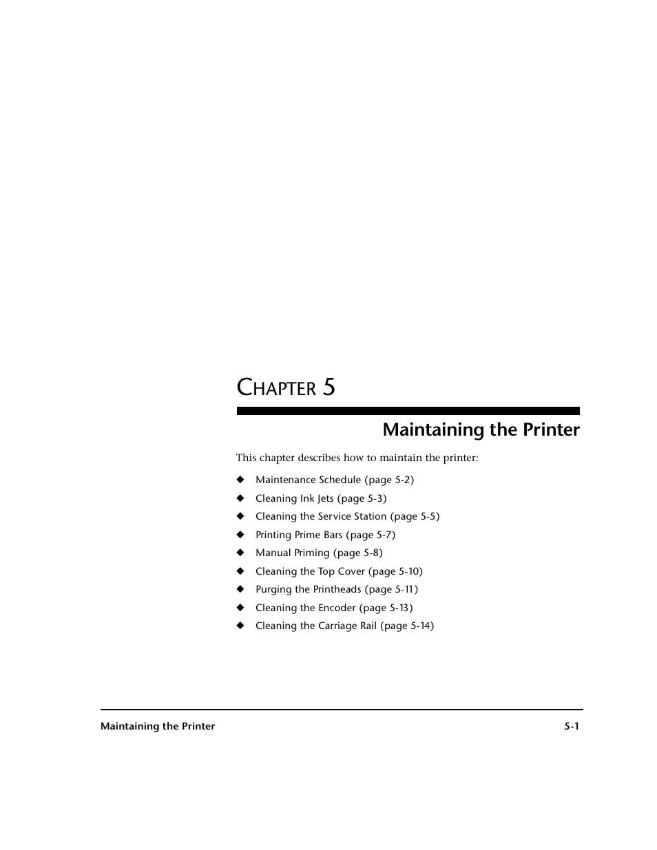 5 maintaining the printer, Hapter, Maintaining the printer | HP 0706124 REV B User Manual | Page 113 / 150