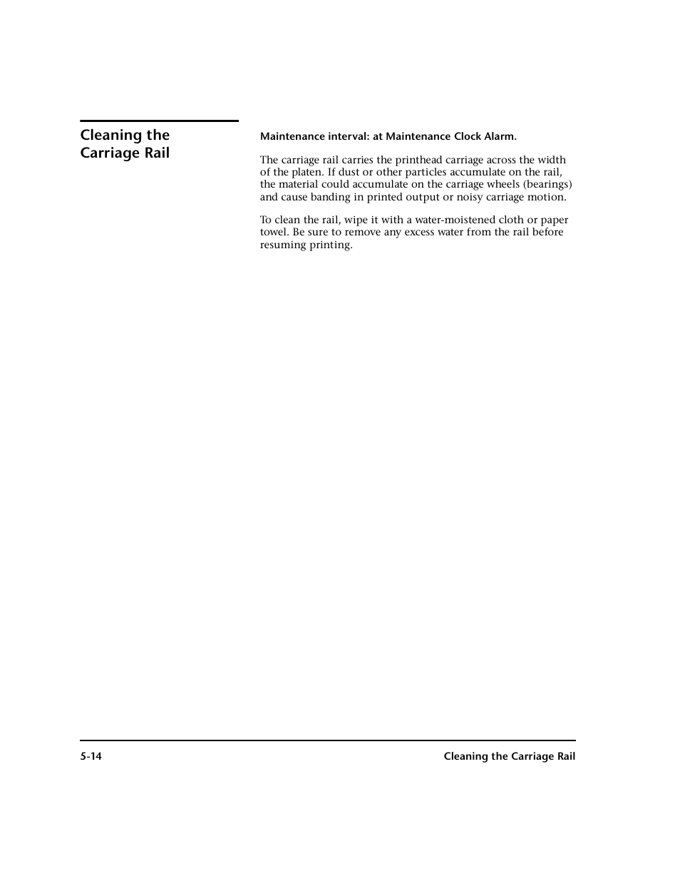 Cleaning the carriagerail, Cleaning the carriage rail | HP 0706124 REV B User Manual | Page 126 / 150