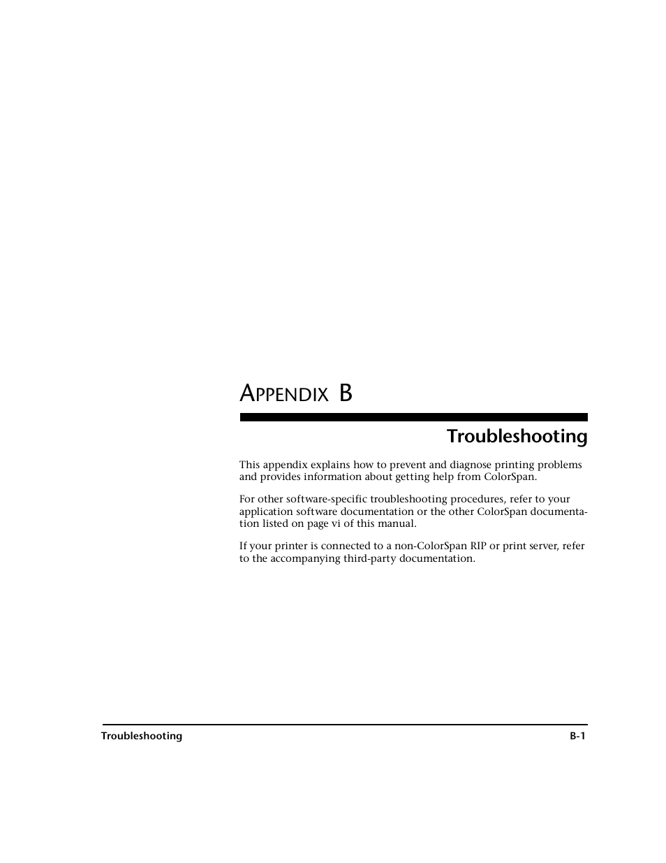 B troubleshooting, Troubleshooting, Ppendix | HP 0706124 REV B User Manual | Page 133 / 150