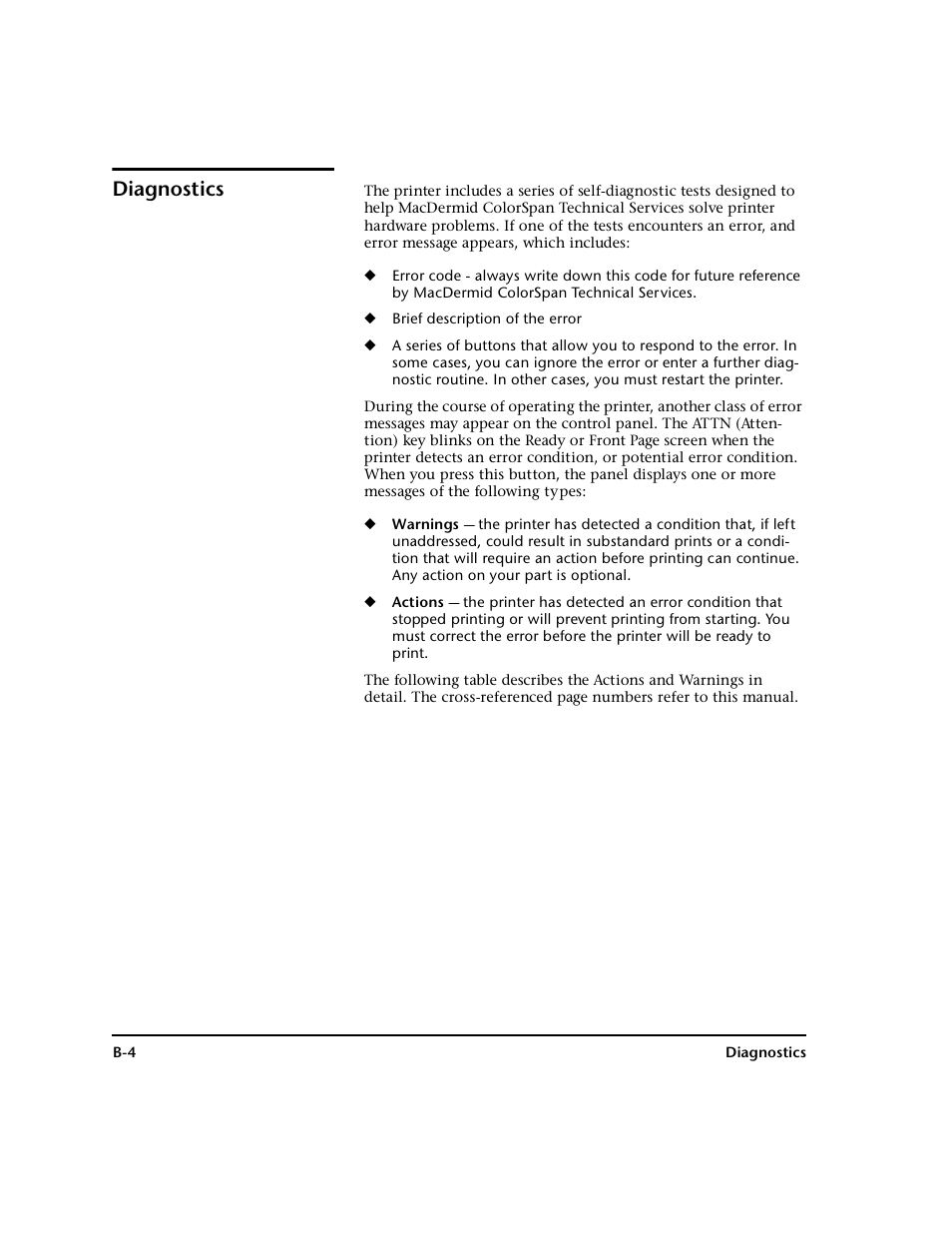 Diagnostics | HP 0706124 REV B User Manual | Page 136 / 150