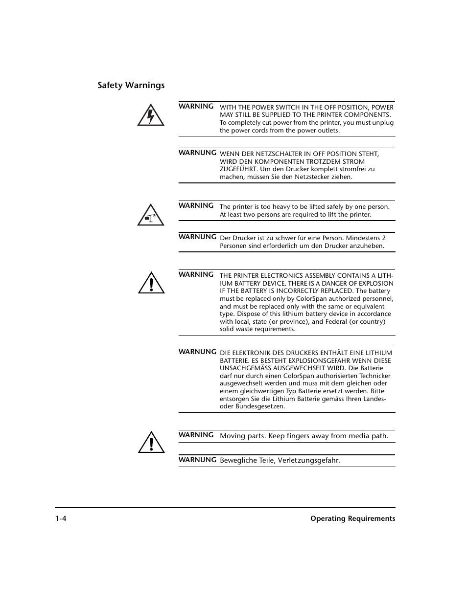 Safety warnings, Safety warnings -4 | HP 0706124 REV B User Manual | Page 16 / 150