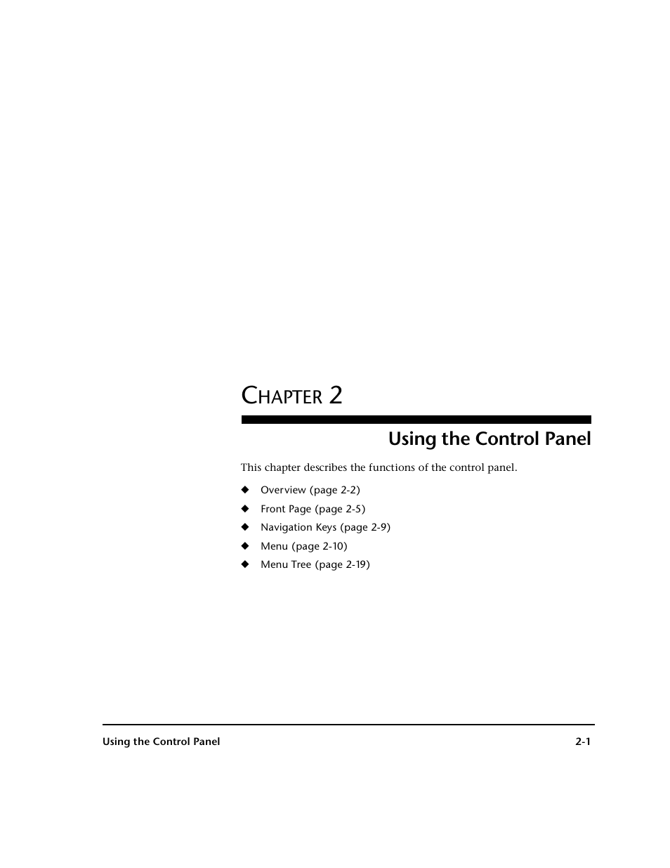 2 using the control panel, Using the control panel, Hapter | HP 0706124 REV B User Manual | Page 35 / 150