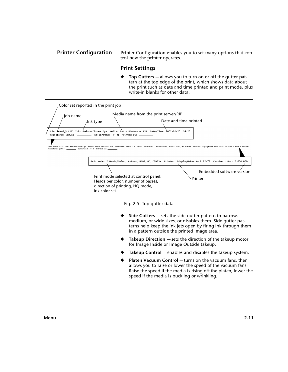 Printer configuration, Print settings, Printer configuration -11 | Print settings -11 | HP 0706124 REV B User Manual | Page 45 / 150