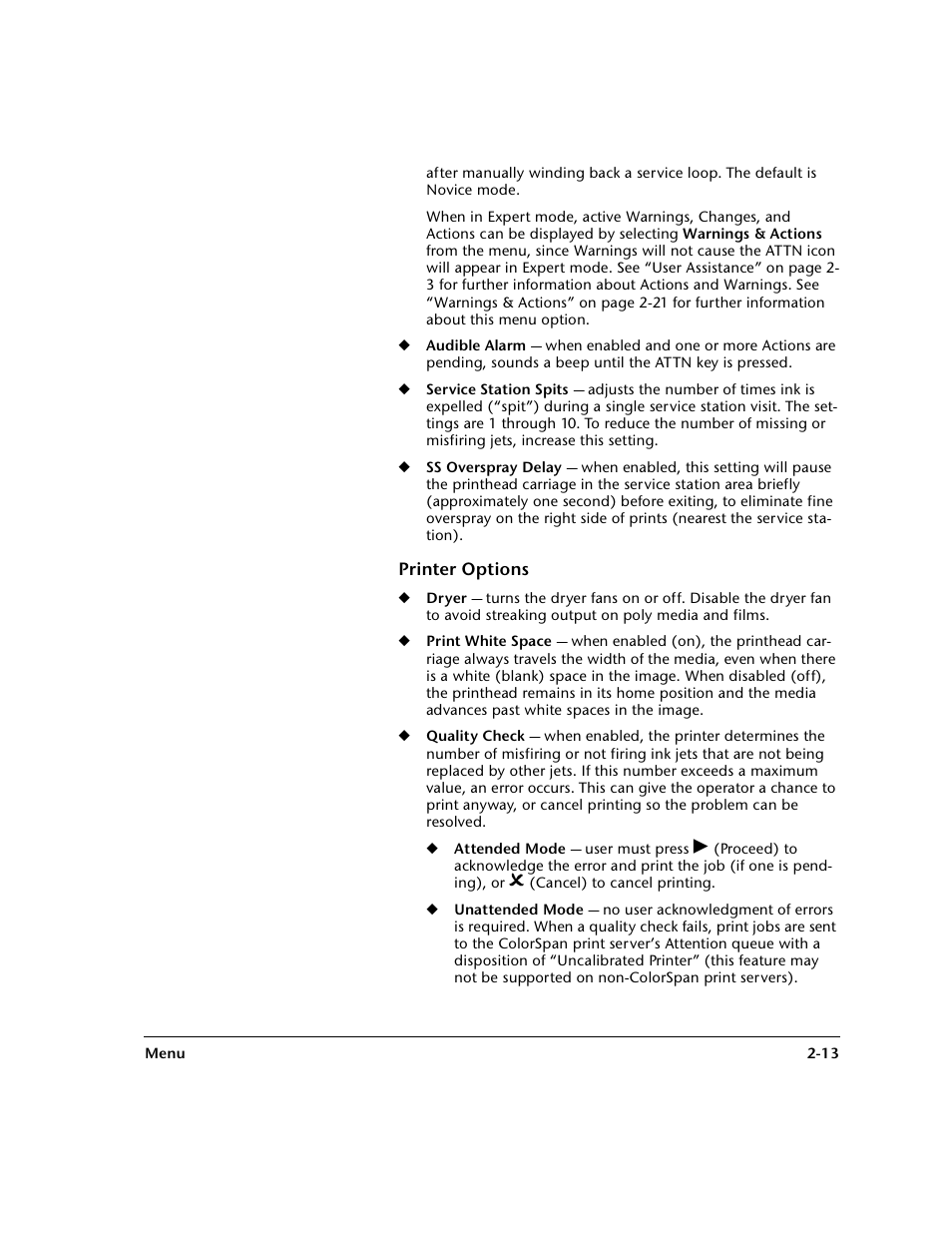 Printer options, Printer options -13 | HP 0706124 REV B User Manual | Page 47 / 150