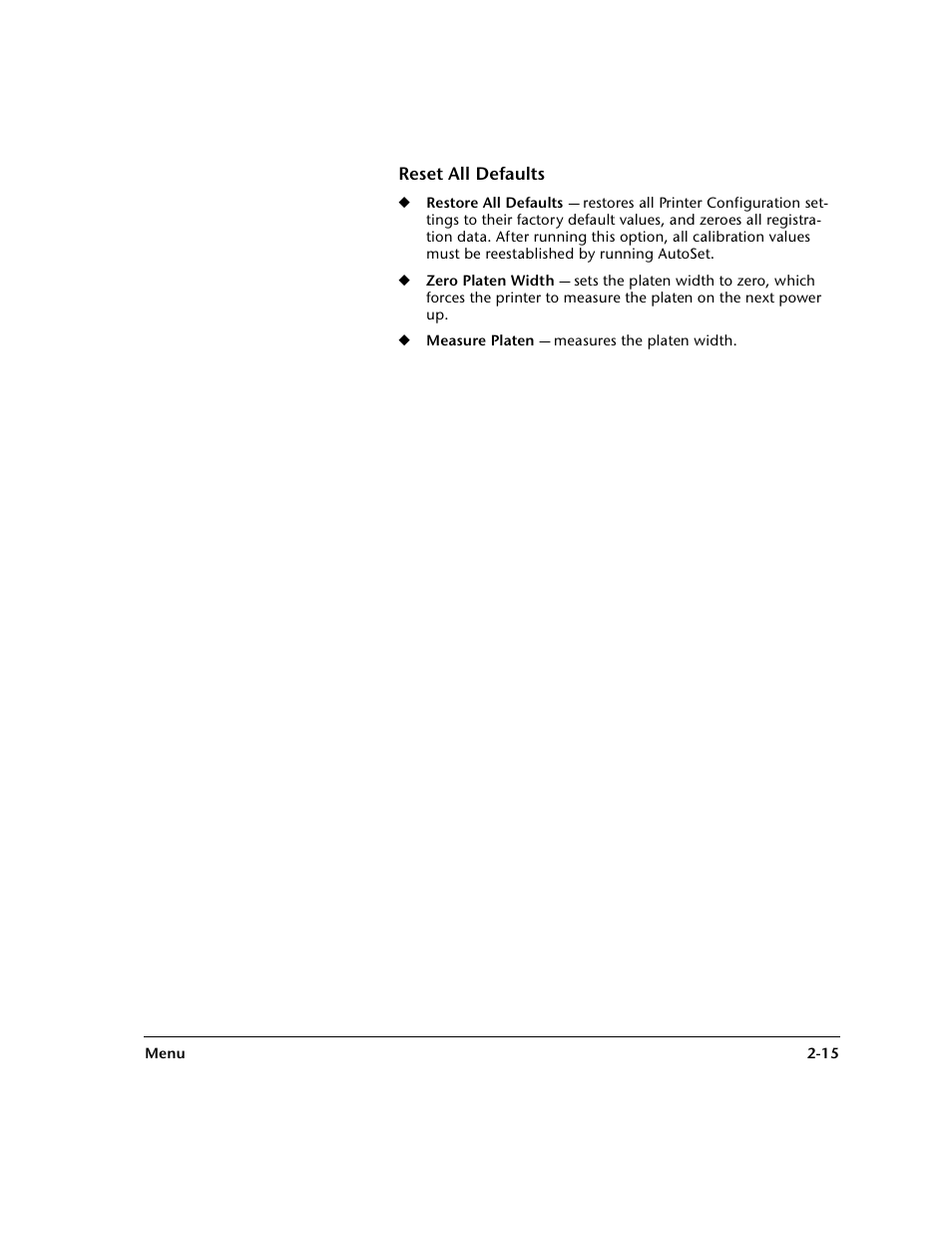 Reset all defaults, Reset all defaults -15 | HP 0706124 REV B User Manual | Page 49 / 150
