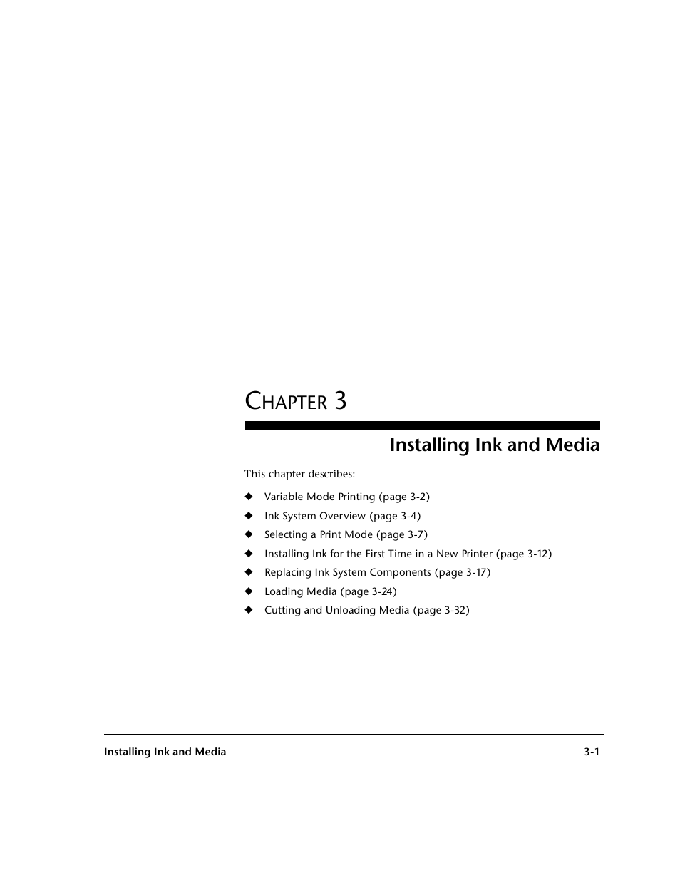 3 installing ink and media, Installing ink and media, Hapter | HP 0706124 REV B User Manual | Page 57 / 150