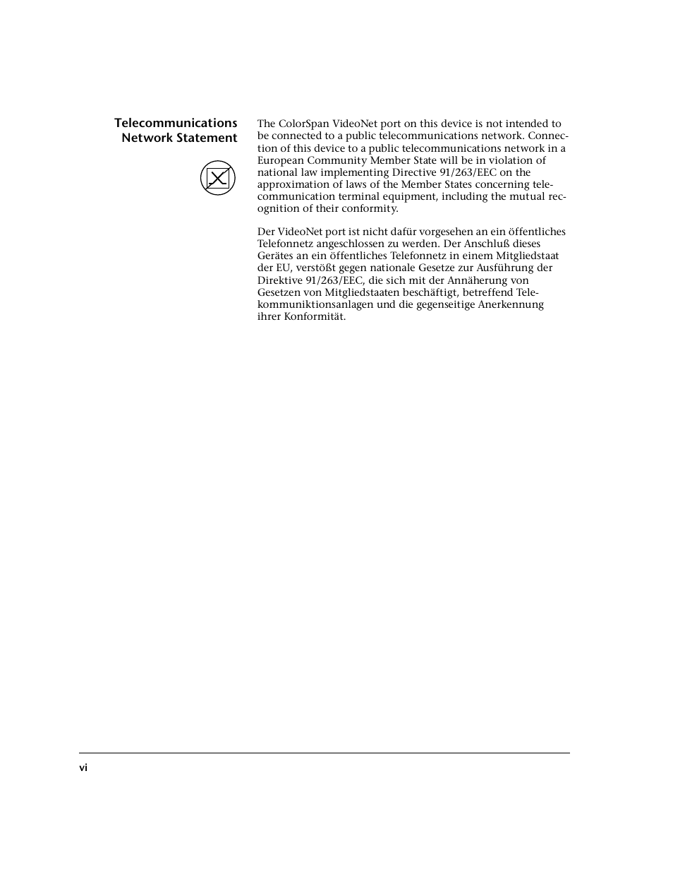 Telecommunications network statement | HP 0706124 REV B User Manual | Page 6 / 150