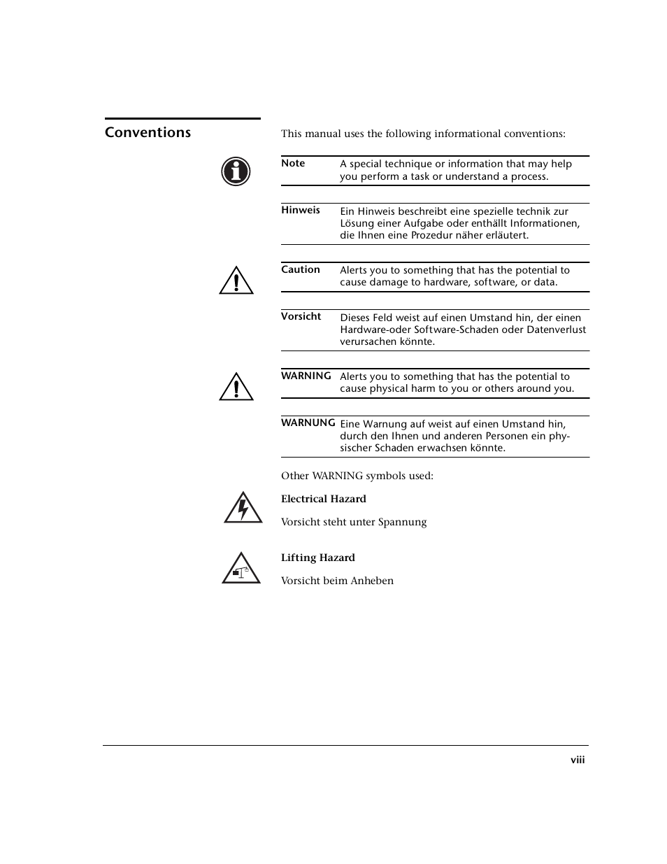 Conventions | HP 0706124 REV B User Manual | Page 8 / 150