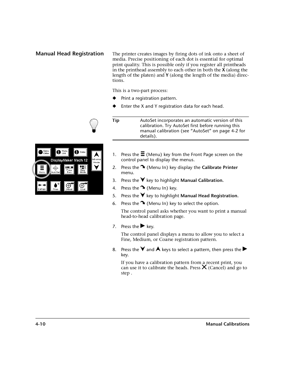 Manual head registration | HP 0706124 REV B User Manual | Page 98 / 150