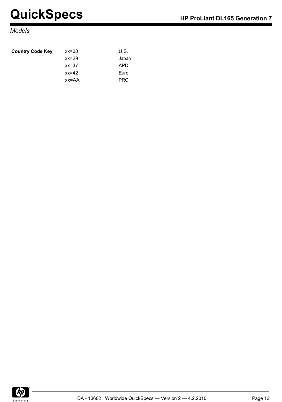 Quickspecs | HP DL165 User Manual | Page 12 / 38