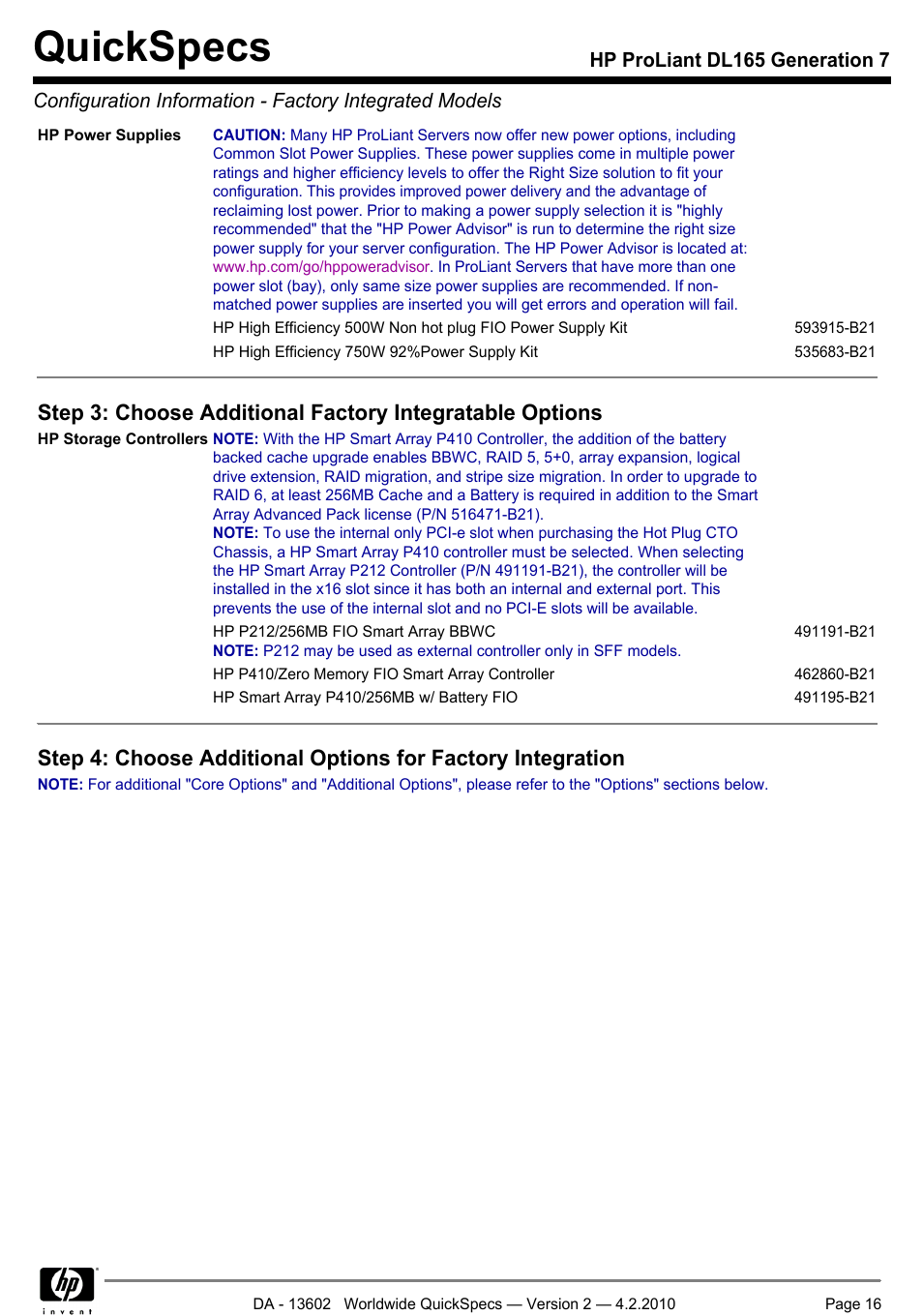 Quickspecs | HP DL165 User Manual | Page 16 / 38