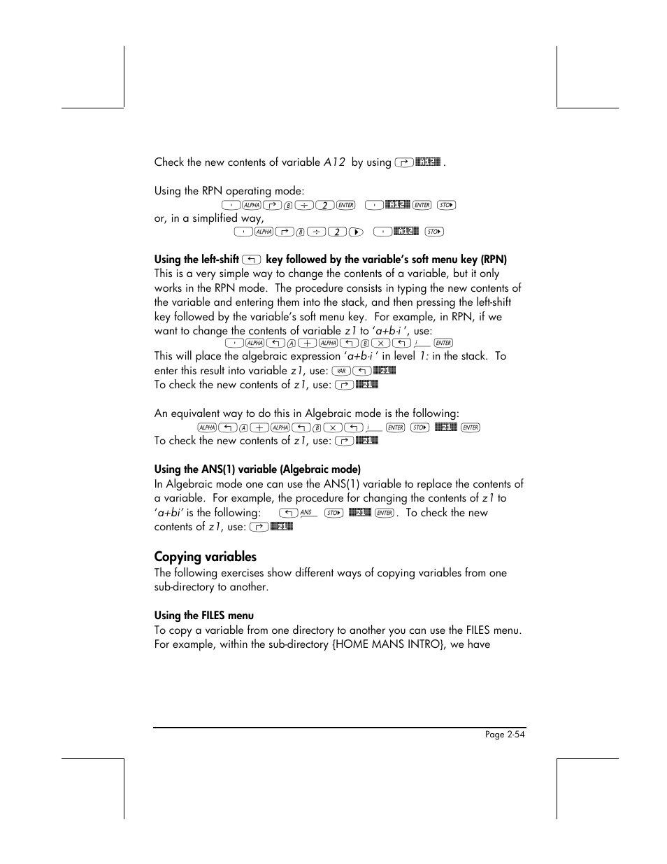 Copying variables | HP 48gII User Manual | Page 112 / 864