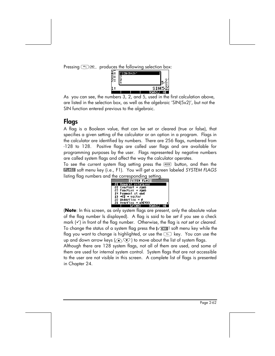 Flags | HP 48gII User Manual | Page 120 / 864