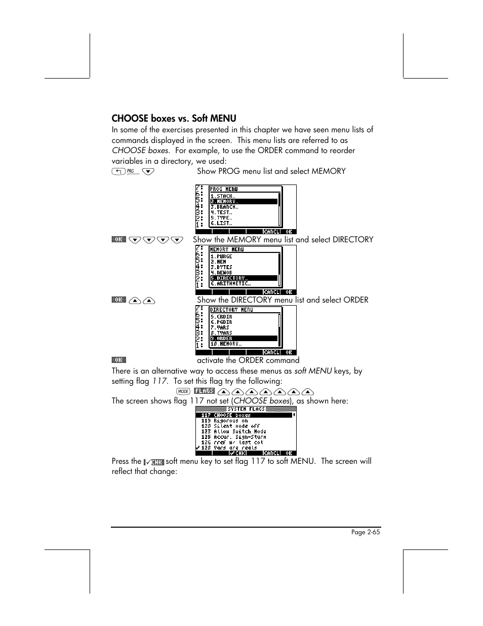 Choose boxes vs. soft menu | HP 48gII User Manual | Page 123 / 864