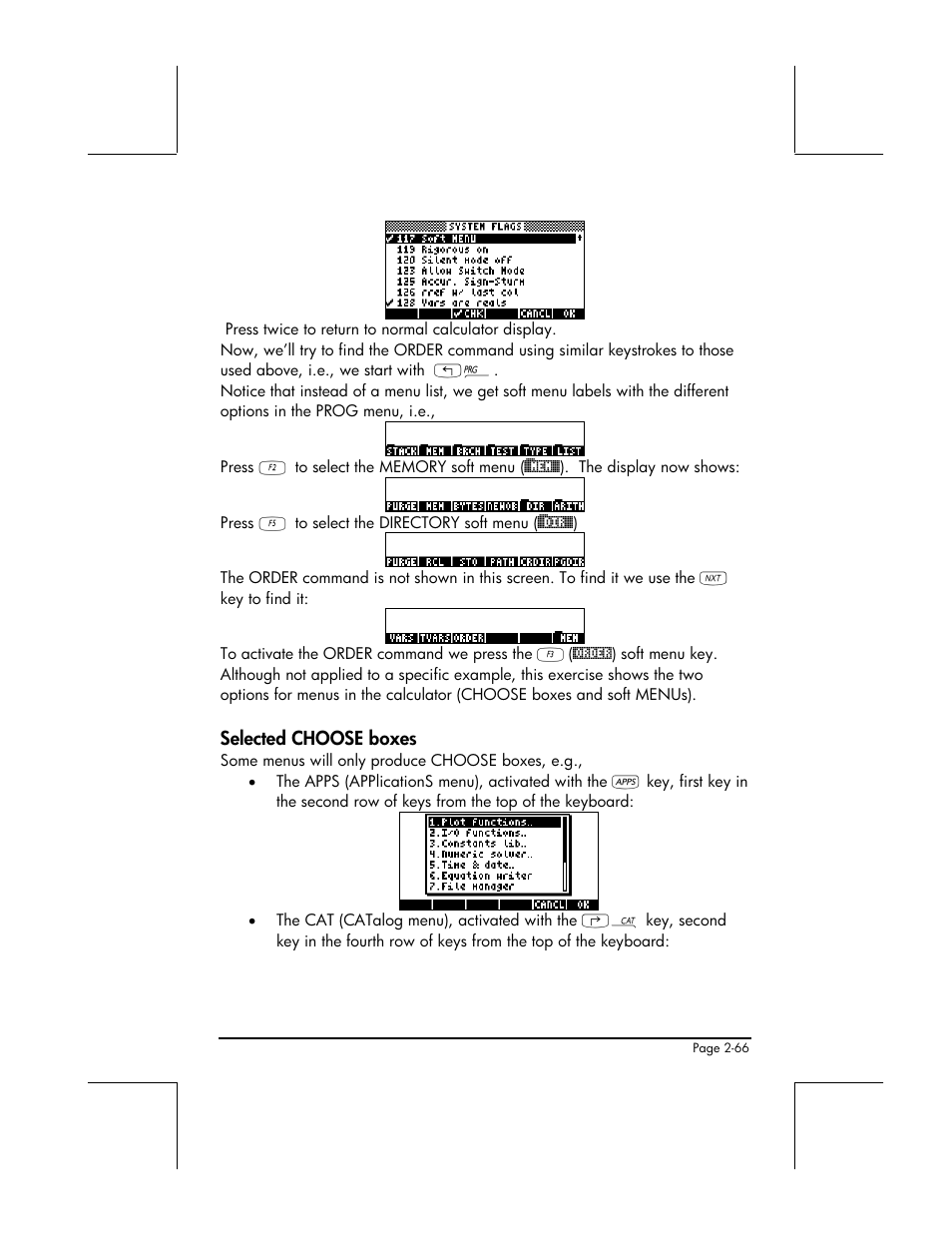 Selected choose boxes | HP 48gII User Manual | Page 124 / 864