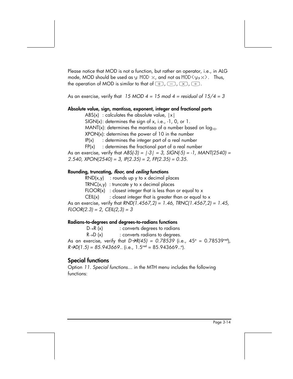 Special functions | HP 48gII User Manual | Page 139 / 864