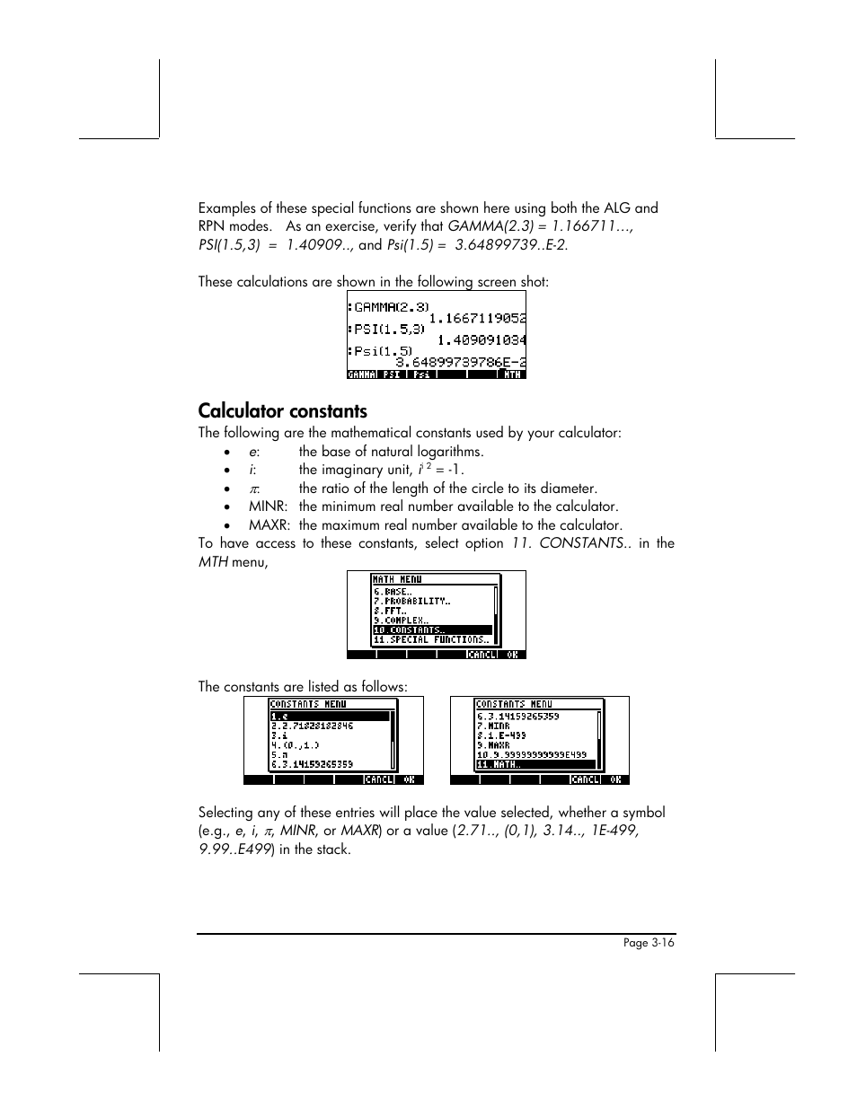 Calculator constants | HP 48gII User Manual | Page 141 / 864