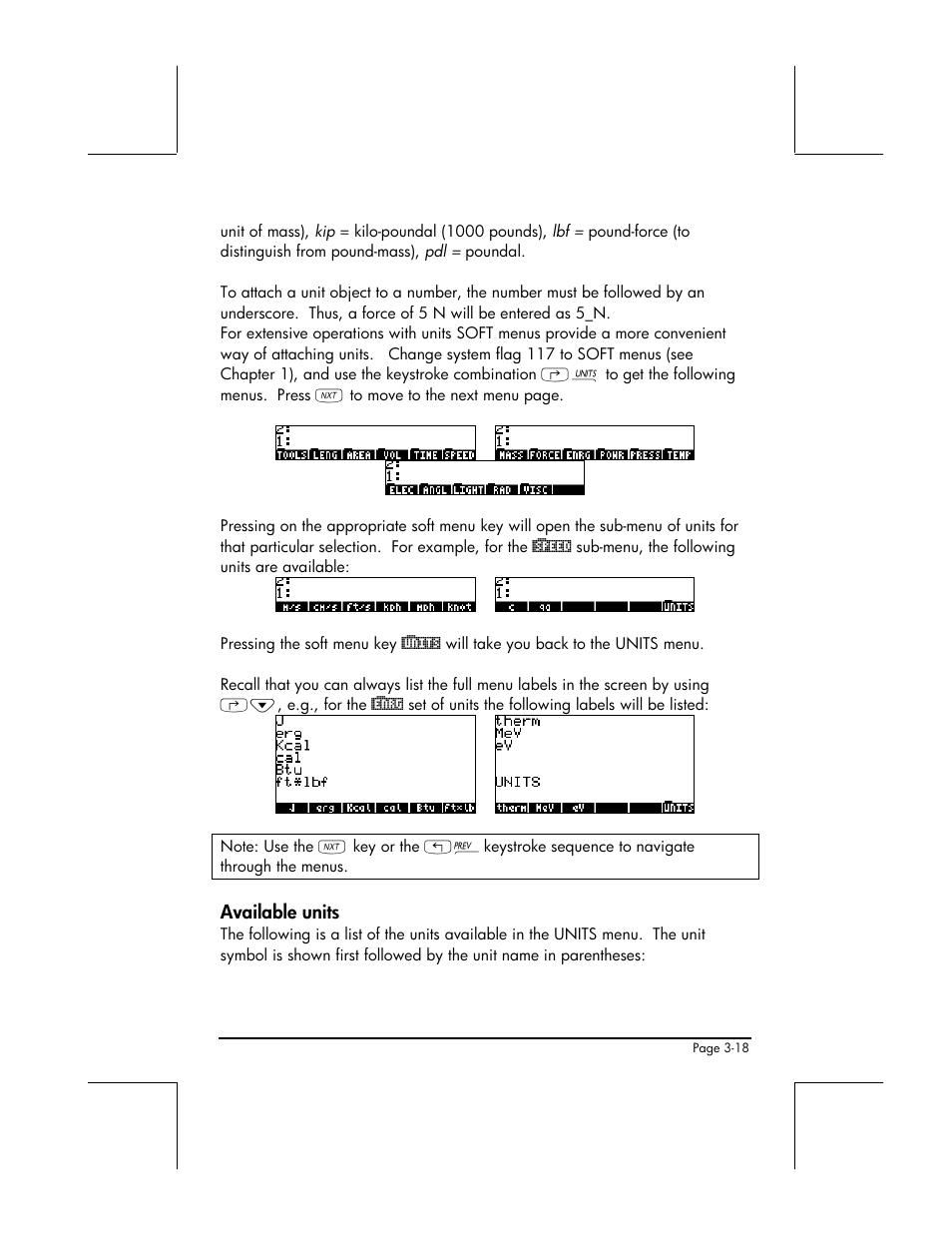 Available units | HP 48gII User Manual | Page 143 / 864