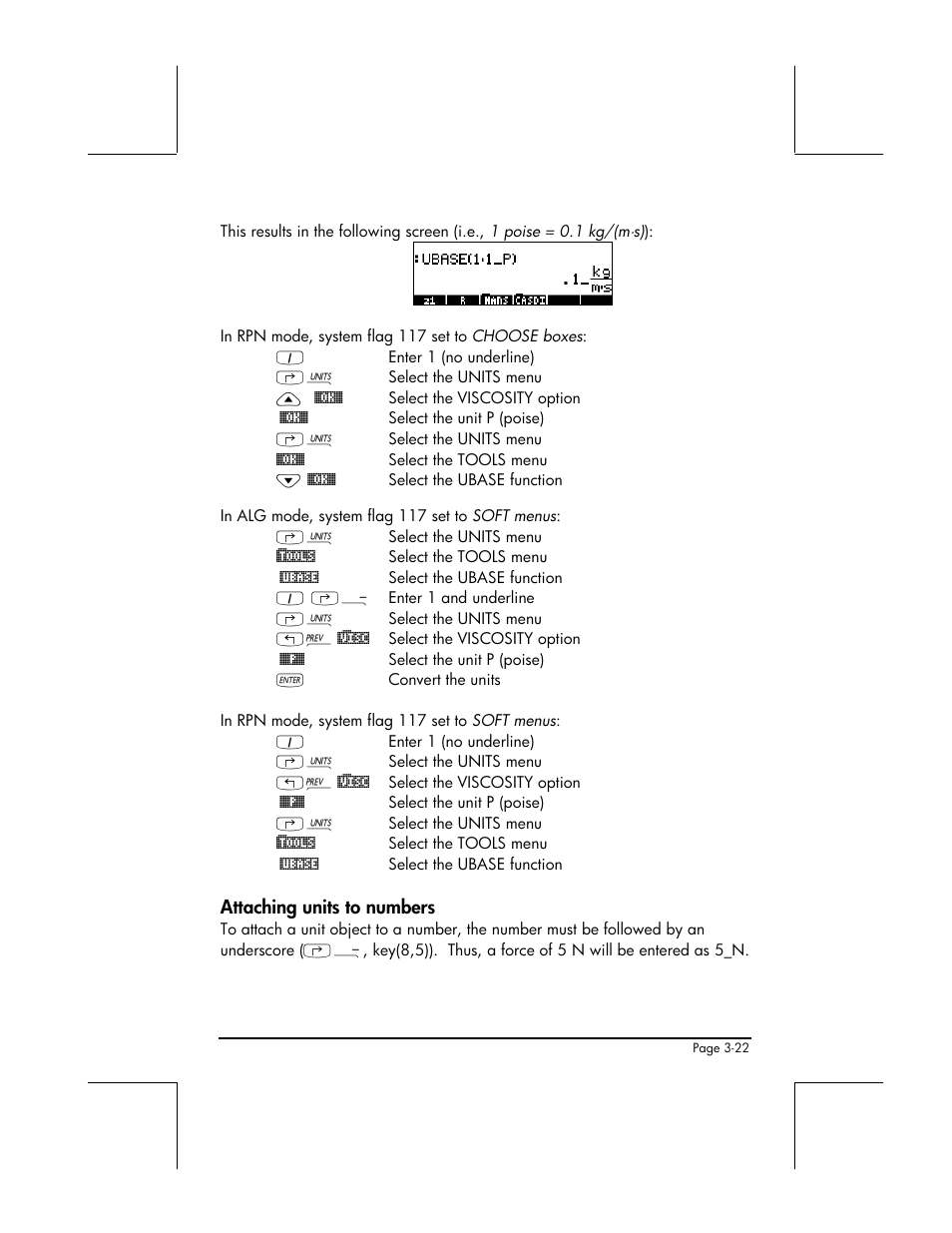 Attaching units to numbers | HP 48gII User Manual | Page 147 / 864