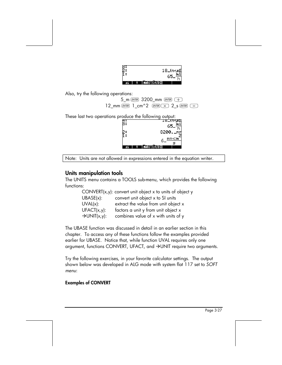 Units manipulation tools | HP 48gII User Manual | Page 152 / 864