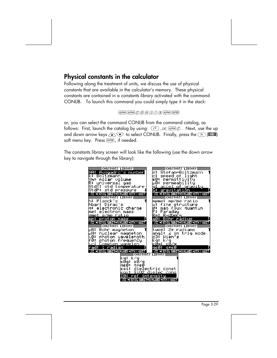 Physical constants in the calculator | HP 48gII User Manual | Page 154 / 864