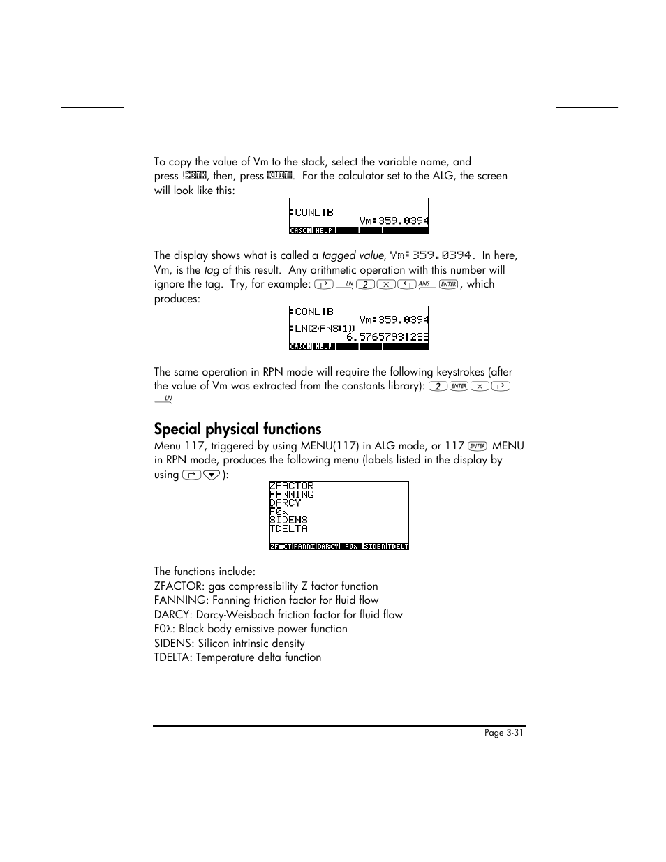 Special physical functions | HP 48gII User Manual | Page 156 / 864