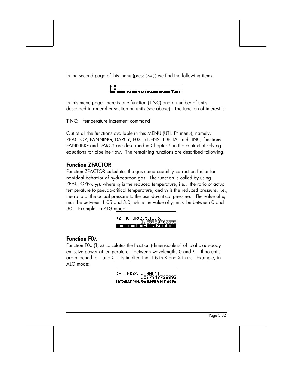 Function zfactor, Function f0λ, Function f0 λ | HP 48gII User Manual | Page 157 / 864