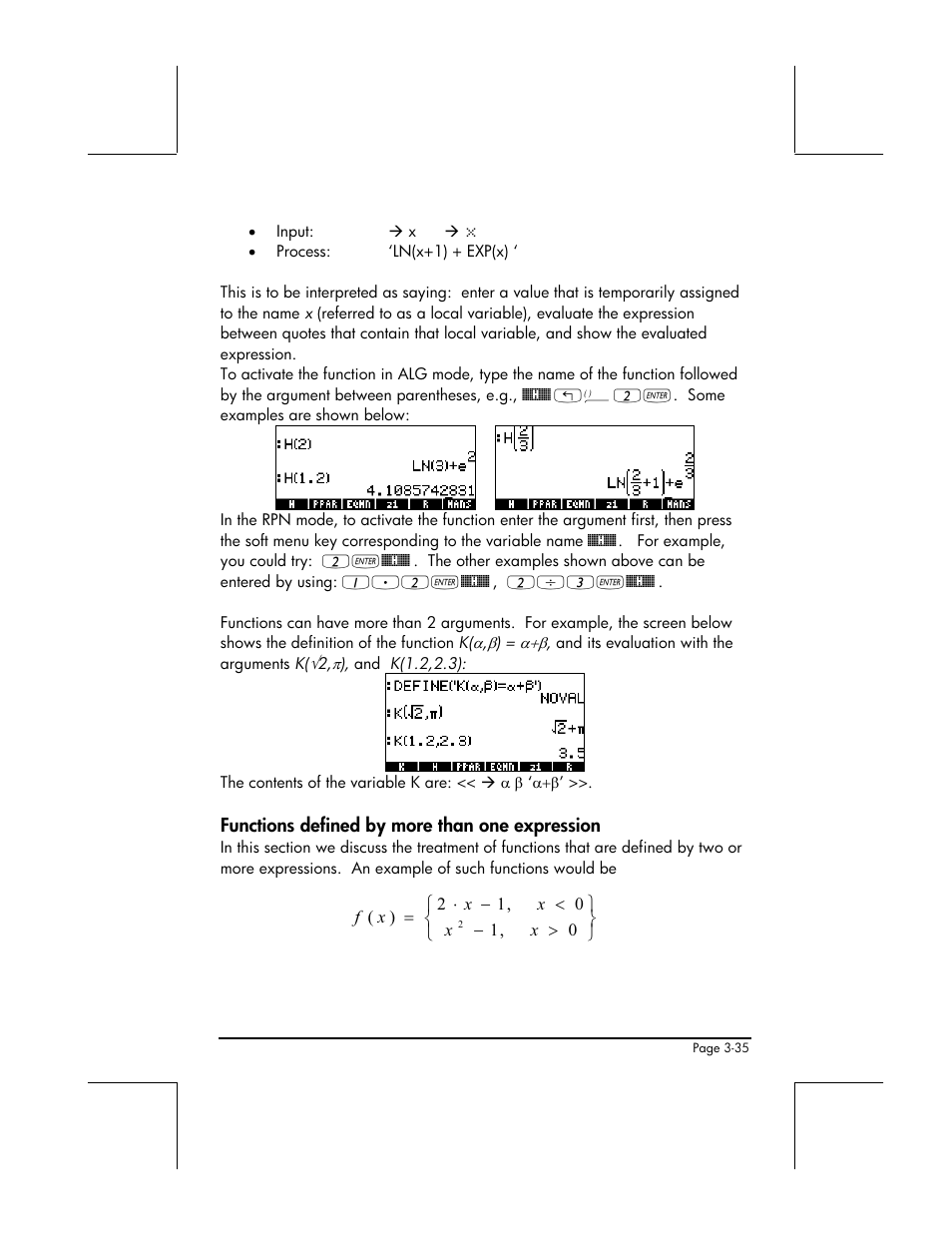 Functions defined by more than one expression | HP 48gII User Manual | Page 160 / 864