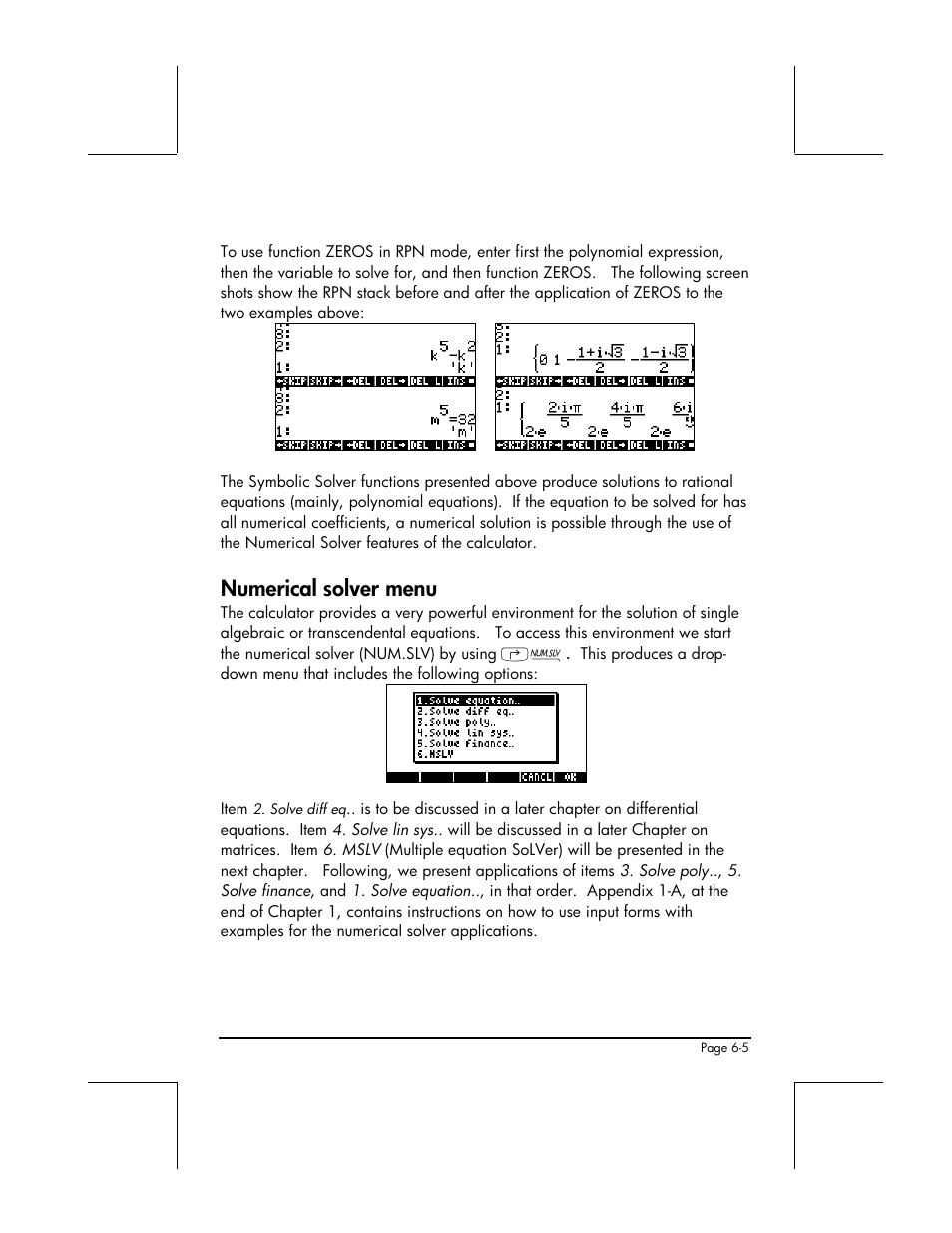 Numerical solver menu | HP 48gII User Manual | Page 206 / 864