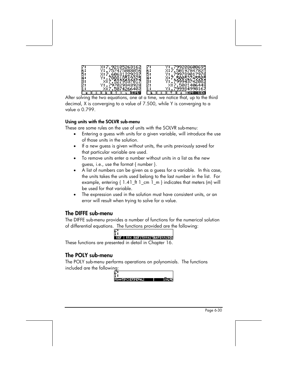 The diffe sub-menu, The poly sub-menu | HP 48gII User Manual | Page 231 / 864