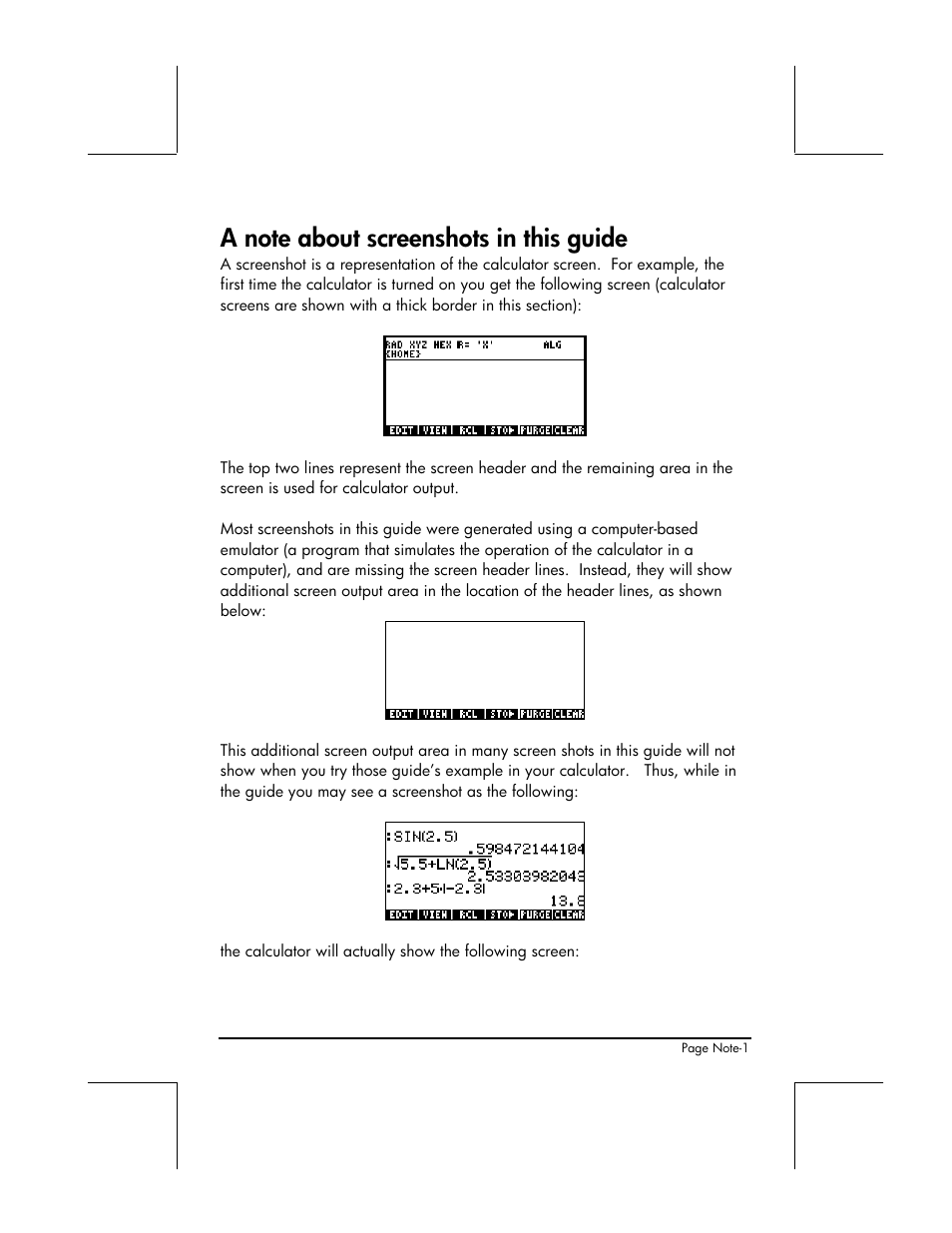A note about screenshots in this guide | HP 48gII User Manual | Page 27 / 864
