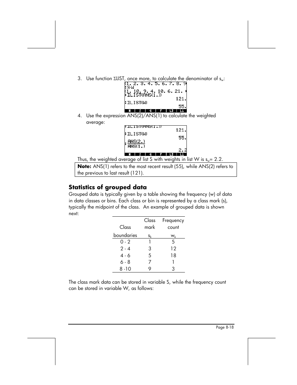 Statistics of grouped data | HP 48gII User Manual | Page 273 / 864