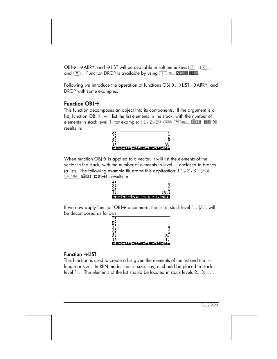 Function obj, Function → list | HP 48gII User Manual | Page 295 / 864