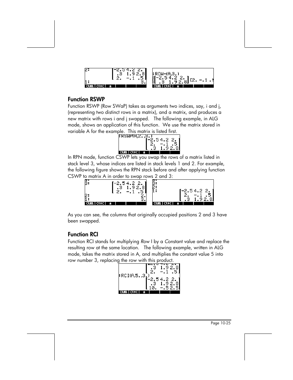 Function rswp, Function rci | HP 48gII User Manual | Page 325 / 864