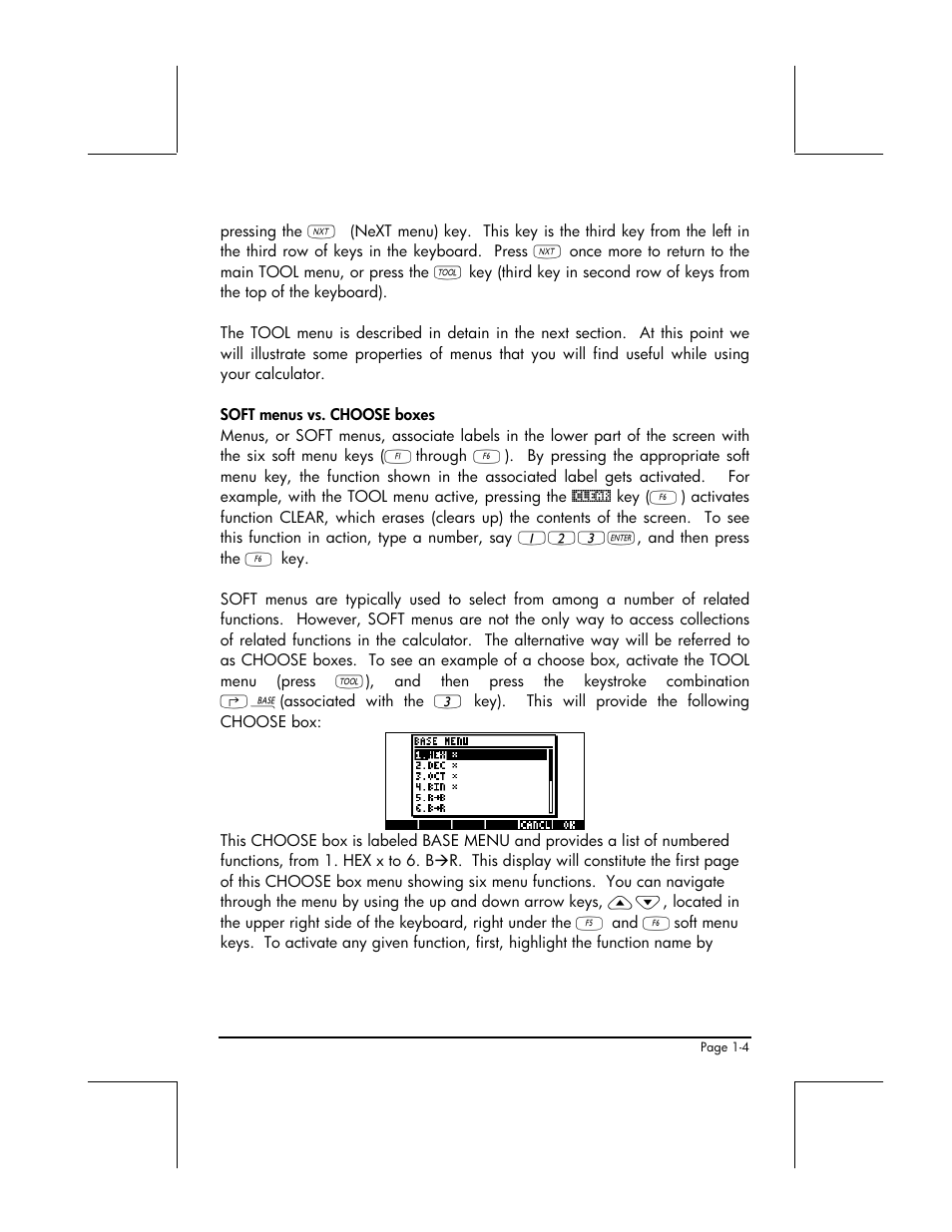 Soft menus vs. choose boxes | HP 48gII User Manual | Page 33 / 864