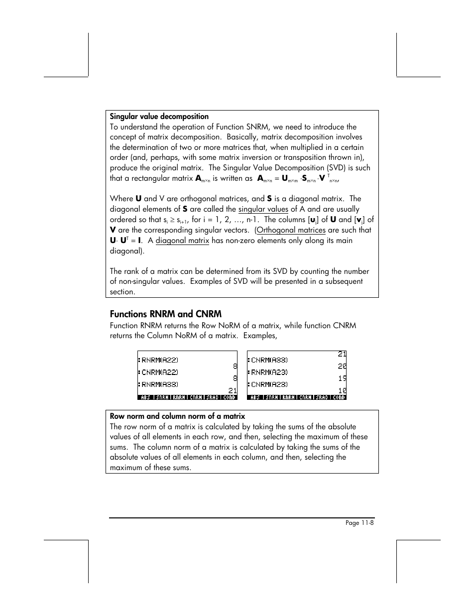 Functions rnrm and cnrm | HP 48gII User Manual | Page 334 / 864