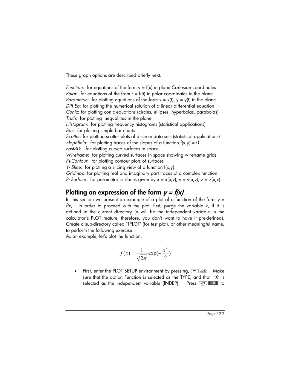 Plotting an expression of the form y = f(x) | HP 48gII User Manual | Page 383 / 864