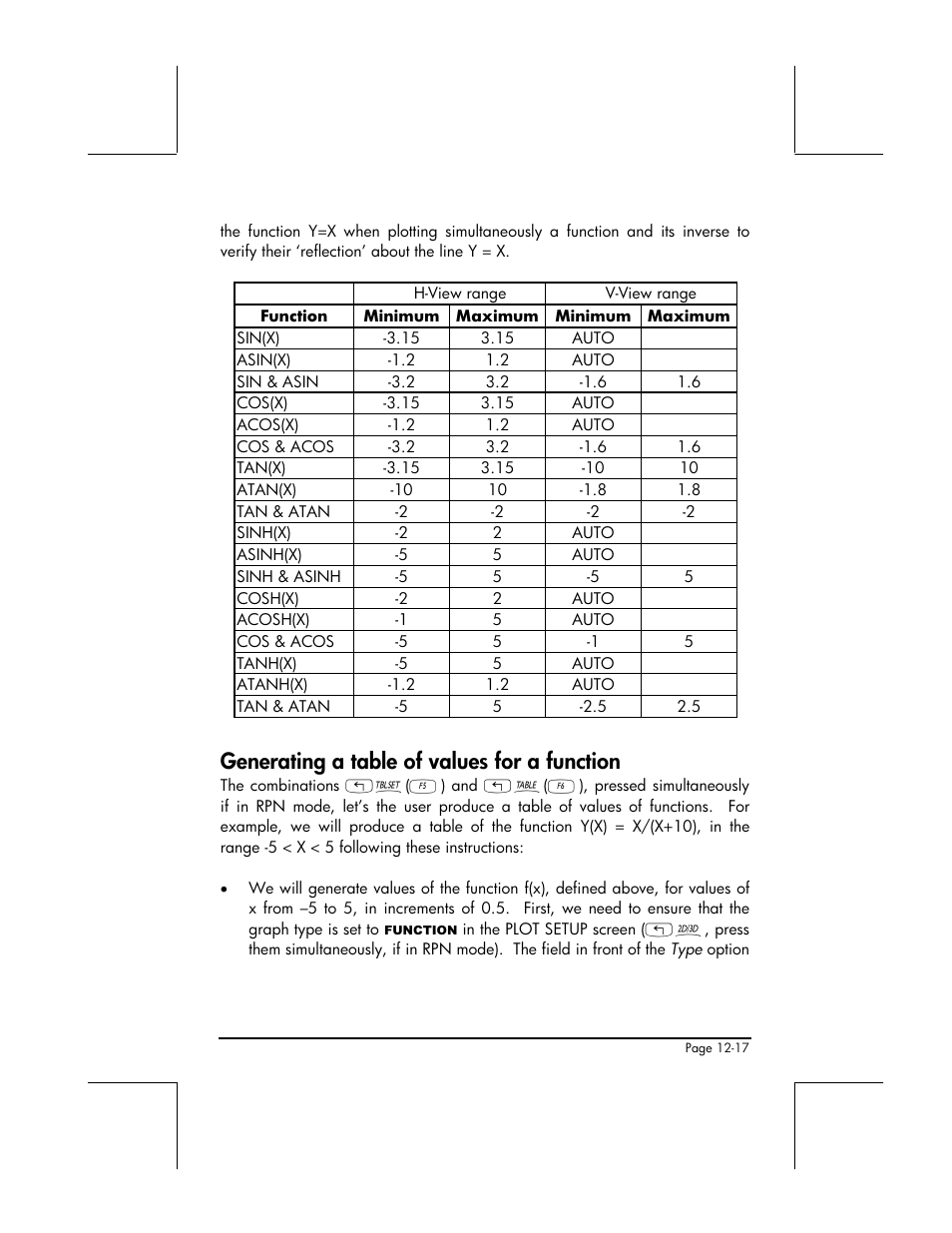 Generating a table of values for a function | HP 48gII User Manual | Page 398 / 864