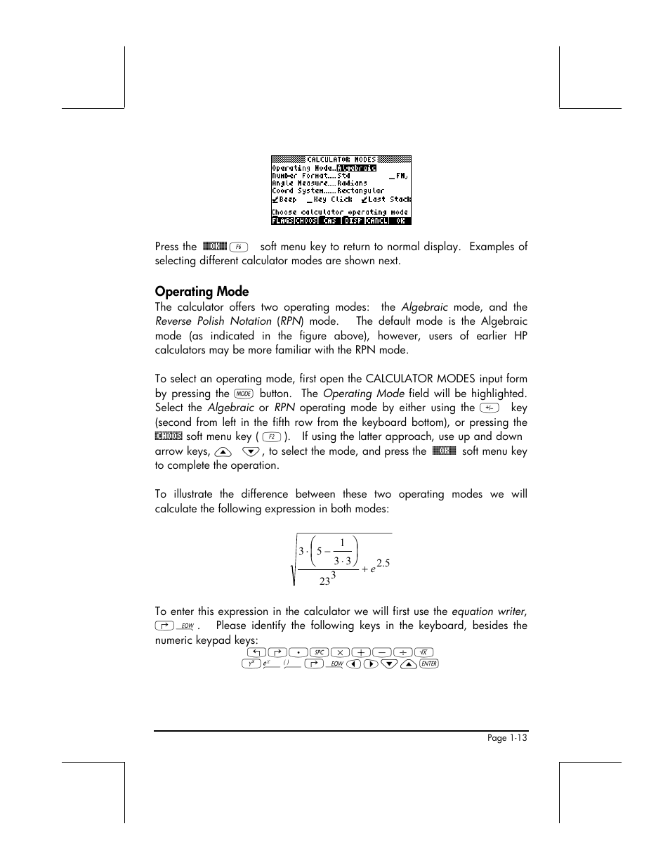Operating mode | HP 48gII User Manual | Page 42 / 864