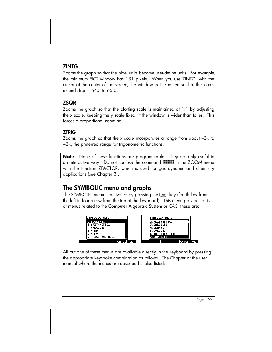 Zintg, Zsqr, Ztrig | The symbolic menu and graphs | HP 48gII User Manual | Page 432 / 864