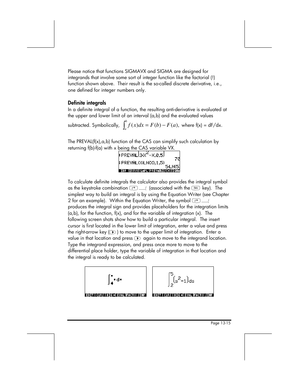 Definite integrals | HP 48gII User Manual | Page 450 / 864