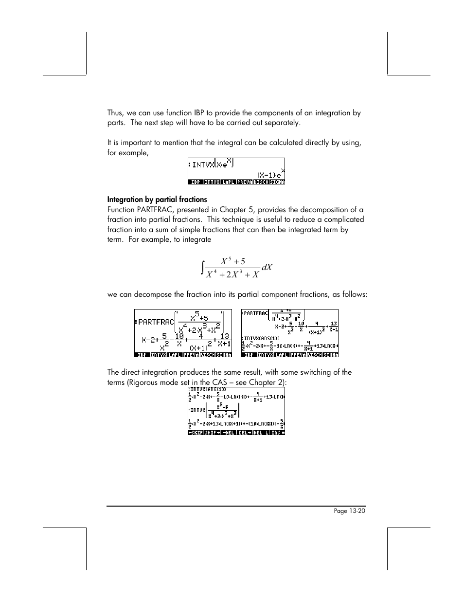 Integration by partial fractions | HP 48gII User Manual | Page 455 / 864