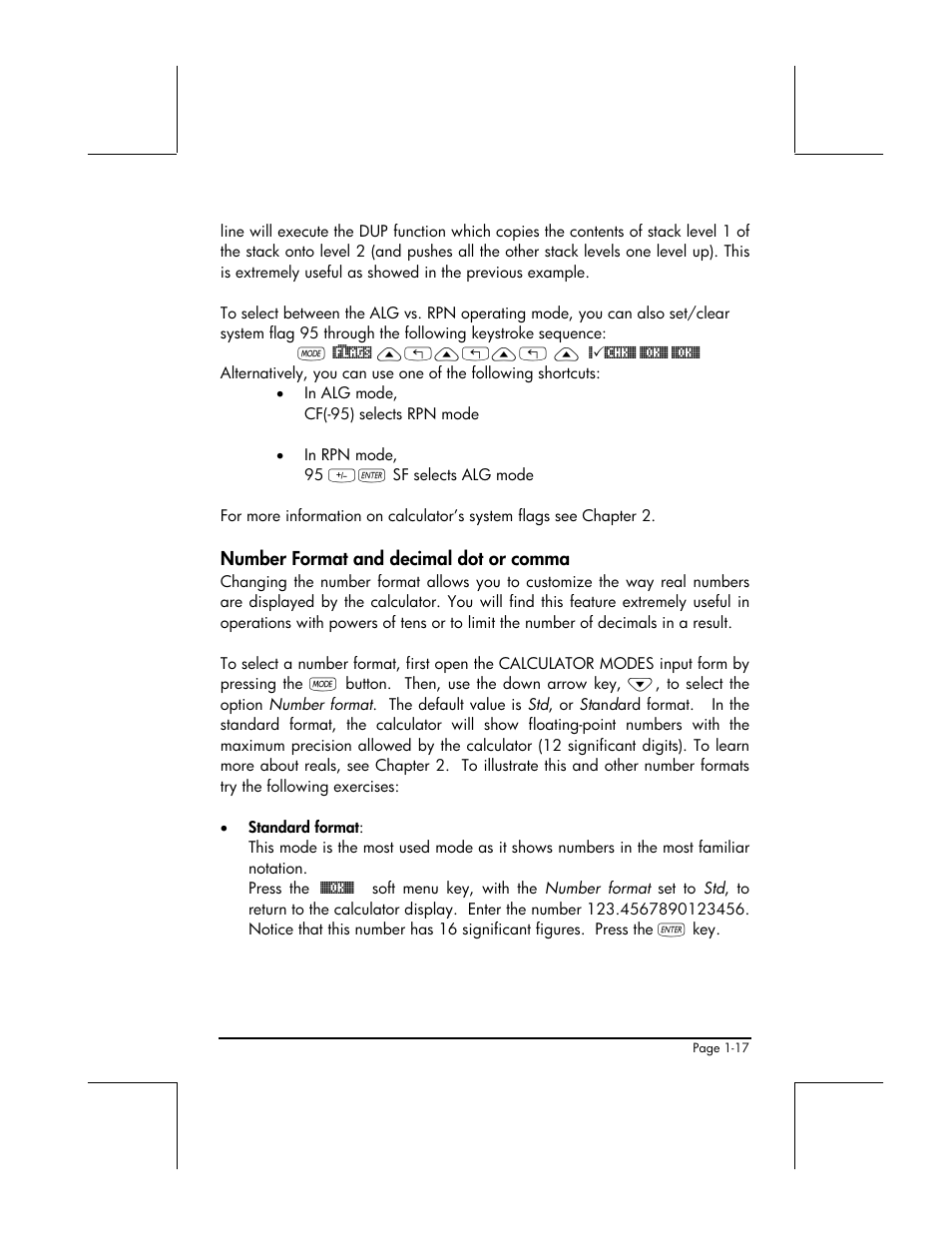 Number format and decimal dot or comma | HP 48gII User Manual | Page 46 / 864