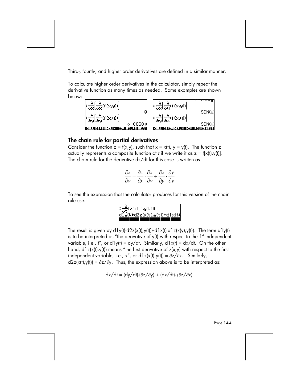 The chain rule for partial derivatives | HP 48gII User Manual | Page 465 / 864